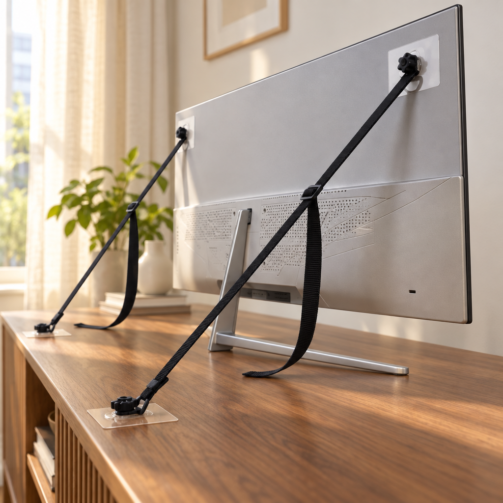 Adjustable Anti-Tip Furniture Strap - Safety Anchor for TVs, Bookshelves, Cabinets & Dressers