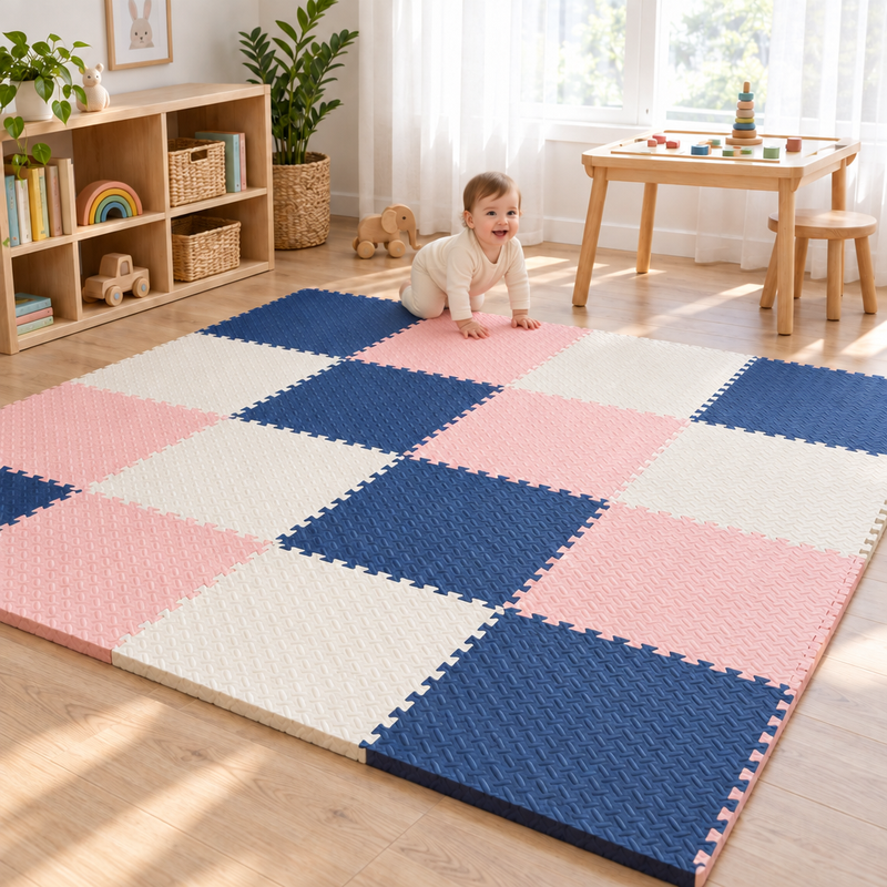 Interlocking Foam Play Mat - Non-Slip Cushioned Floor Tiles for Babies, Toddlers & Playrooms