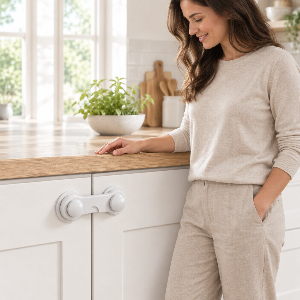 Baby Safety Cabinet Locks - Child Proof Latch for Drawers, Cupboards, Fridge & Toilet (4 Pack)