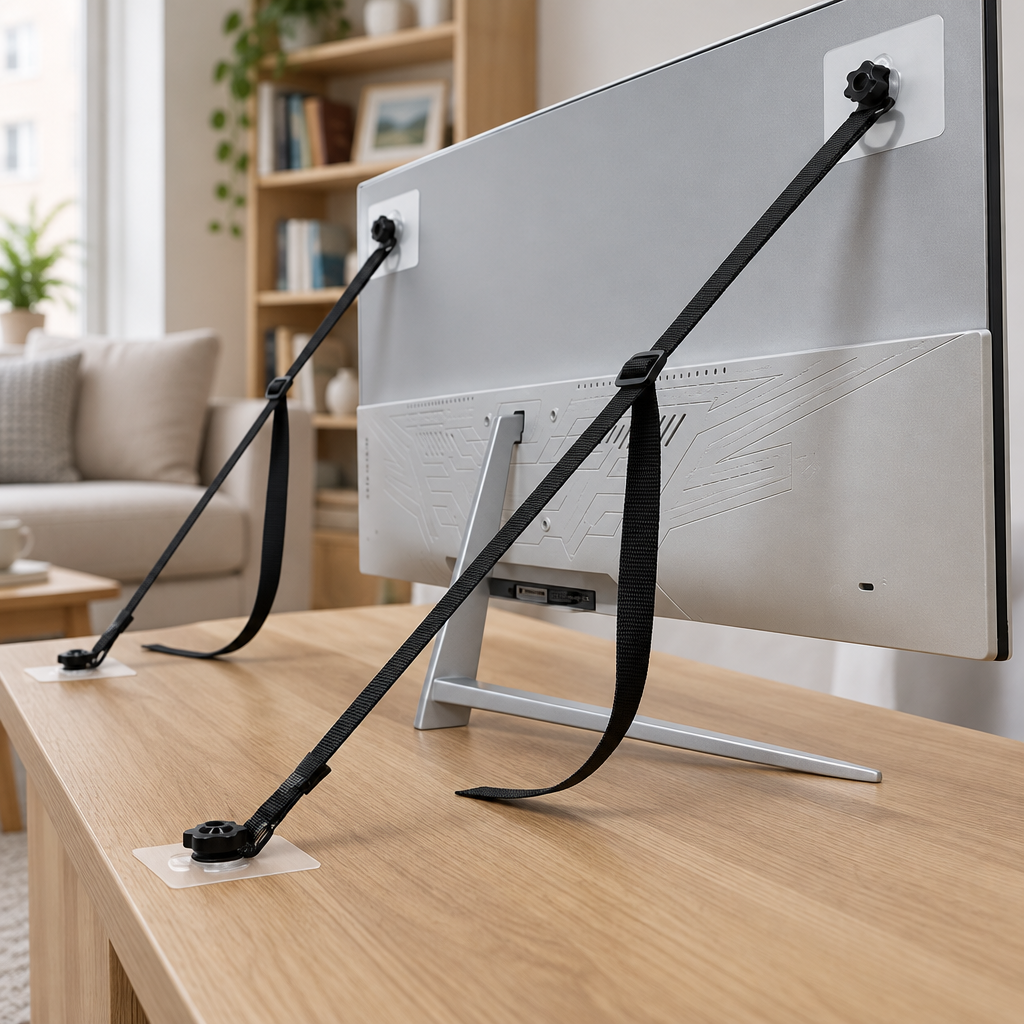 Adjustable Anti-Tip Furniture Strap - Safety Anchor for TVs, Bookshelves, Cabinets & Dressers