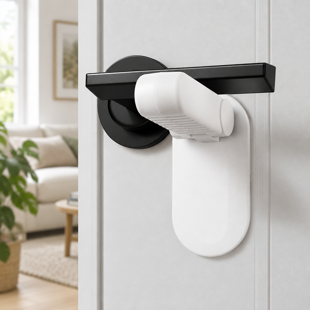 Door Handle Safety Lock - No-Drill Child & Pet Proof Lock, Prevents Unlocking and Pinched Fingers