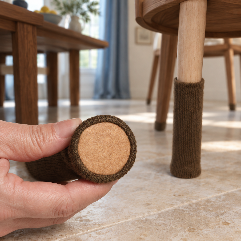 Knitted Chair Leg Covers - Wear-Resistant Anti-Slip Stool & Table Leg Protectors, Set of 4