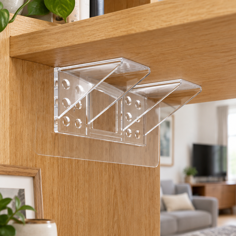 No-Drill Shelf Support Brackets - Adhesive Invisible Shelf Brackets for Closets, Walls & Wardrobes