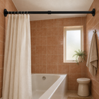 No-Drill Tension Curtain Rod - Thick Adjustable Spring Rod for Bathroom, Closet & Balcony