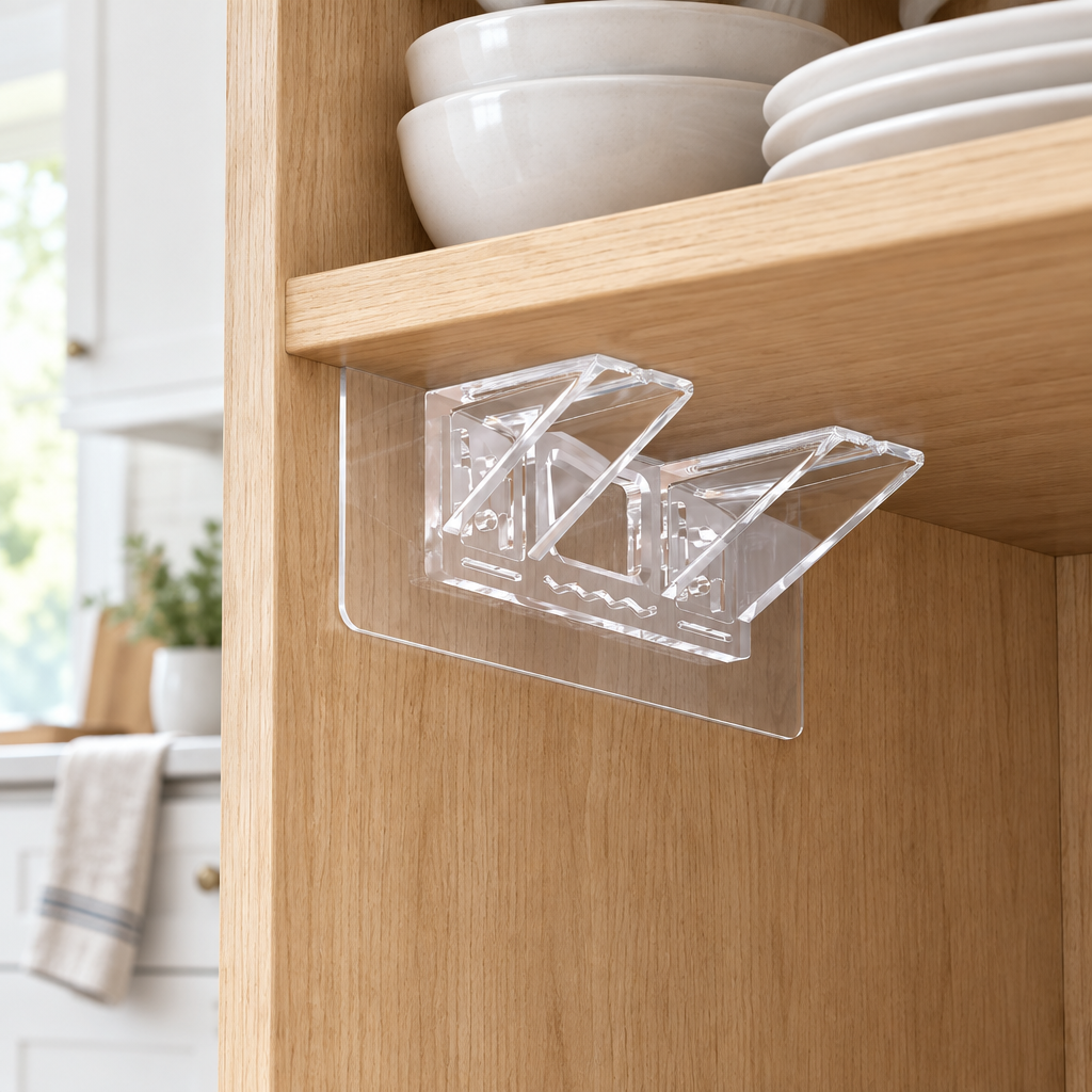 No-Drill Shelf Support Brackets - Adhesive Invisible Shelf Brackets for Closets, Walls & Wardrobes