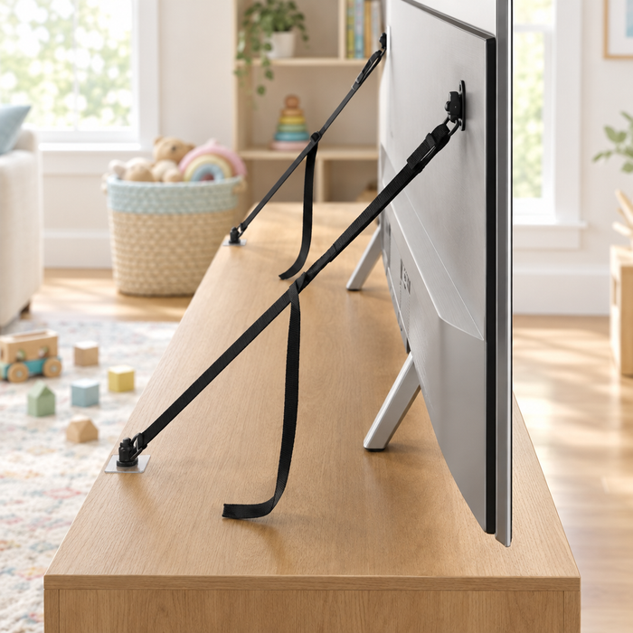 Adjustable Anti-Tip Furniture Strap - Safety Anchor for TVs, Bookshelves, Cabinets & Dressers